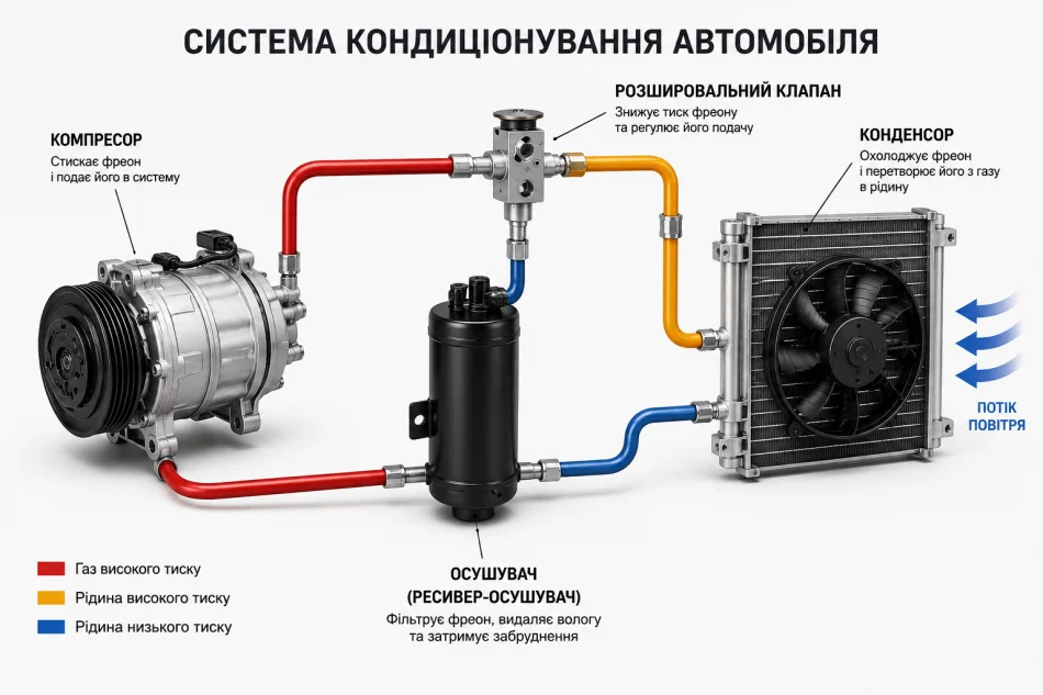 Фільтр-осушувач кондиціонера в системі авто