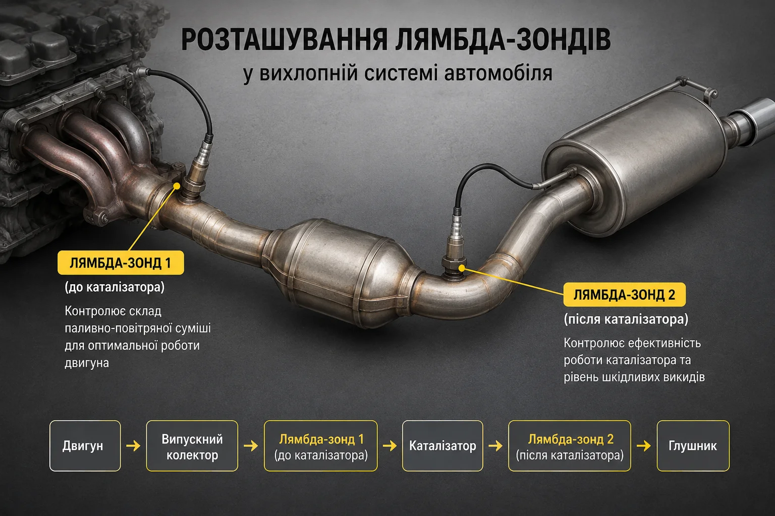 Розташування лямбда-зонда у вихлопній системі