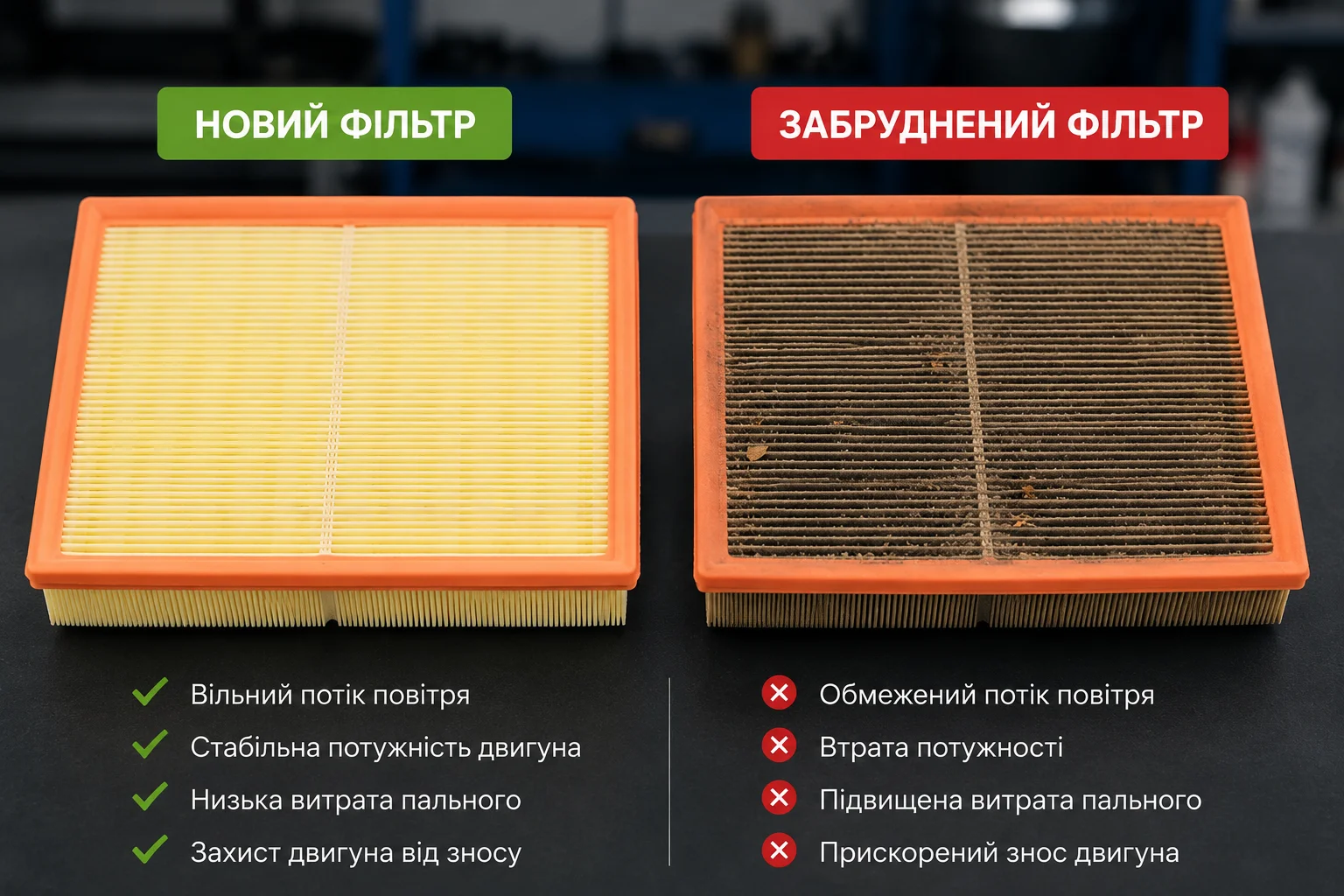 Моторна олива та фільтри для технічного обслуговування