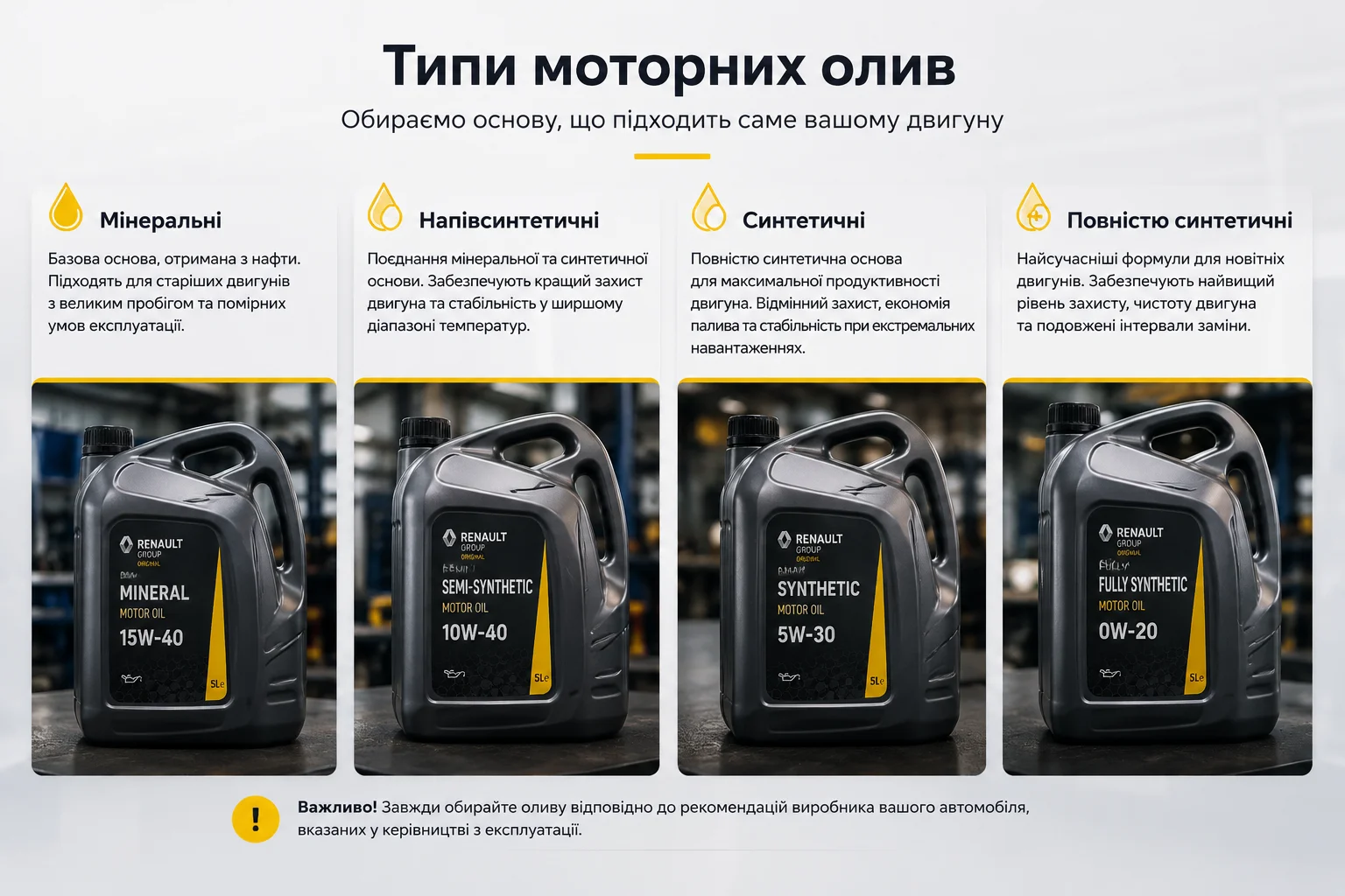 Типи моторних олив