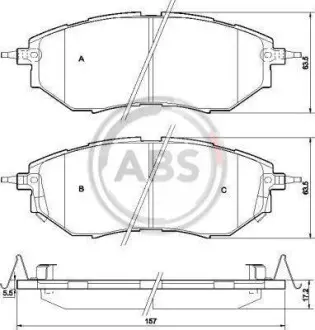 Гальмівні колодки пер. Subaru Legacy IV/Outback 03- (akebono) A.B.S. 37502 (фото 1)