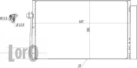 Радиатор кондиционера с осушителем BMW 5 (E60/E61/E63)/7 (E65/E66/E67) 2.0D-4.4D ABAKUS 0040160016