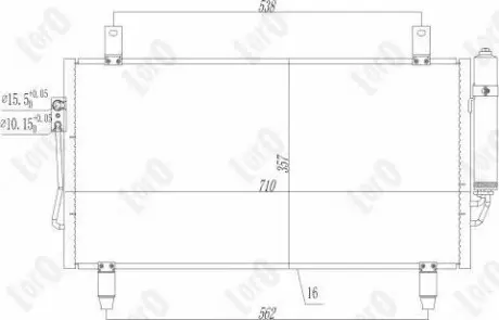 Радiатор кондицiонера з осушувачем Mitsubishi Outlander 2.0-3.0 12- ABAKUS 0330160018