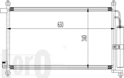 Радiатор кондицiонера з осушувачем Nissan Micra/Juke 03- ABAKUS 0350160023
