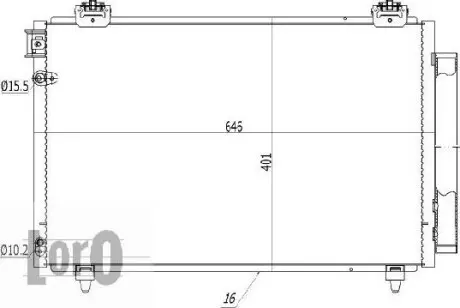 Радiатор кондицiонера з осушувачем Toyota Avensis 1.6-2.4 03- ABAKUS 0510160019