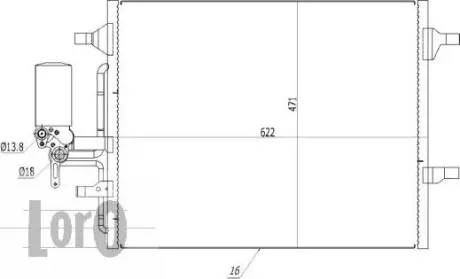 Радiатор кондицiонера з осушувачем Volvo S60 II/V60/V70 III/XC60 I/XC70 II 08- ABAKUS 0520160003