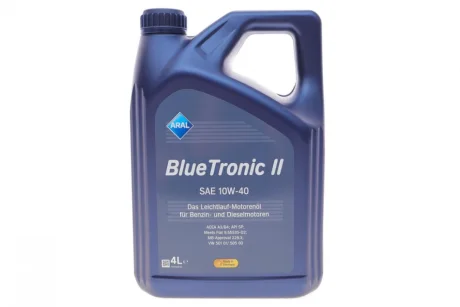 Олива моторна 10W-40 4L Blue Tronic II ACEA A3/B4,API SL/CF,VW 501.01/505.00, MB229.1 ARAL 15F470