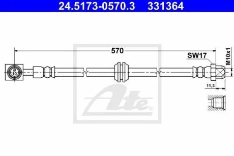 Фото шланг гальмівний MINI COOPER 03- /L+P/ ATE 24517305703 Шланг гальмівний MINI COOPER 03- /L+P/ ATE 24517305703