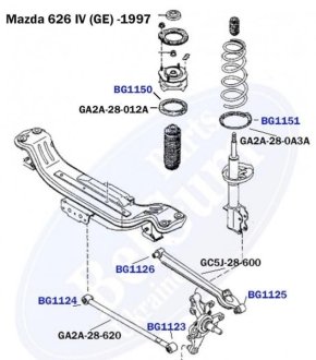 Сайлентблок поперечного рычага, задней подвески (наружный) mazda 626 iv(ge) 1991 - BELGUM PARTS BG1123