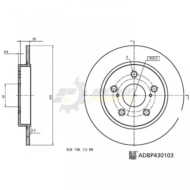 Диск гальмівний (задній) (к-кт 2шт) (к-кт 2 шт) Toyota Corolla 1.6 19- (270x9) BLUE PRINT ADBP430103 (фото 1)