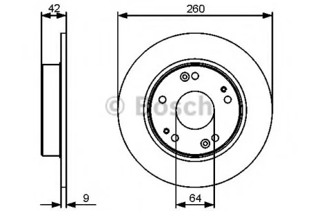 Диск гальмівний (задній) Honda Civic 05- (260x9) BOSCH 0 986 479 C63