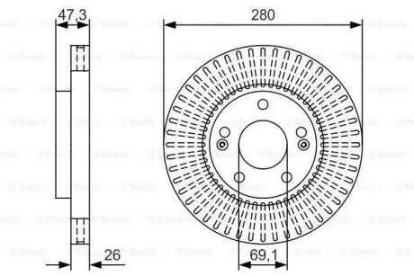 Диск тормозной передний BOSCH 0 986 479 U10