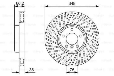 Диск гальмівний передній лівий BMW 5 (F07, F10, F11, F18), 6 (F12, F13, F06), 7 (F01, F02, F03, F04) 3.0/3.5/4.0D 09- BOSCH 0 986 479 W19