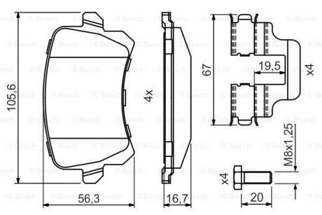 Дисковi колодки заднi BOSCH 0 986 494 731 (фото 1)