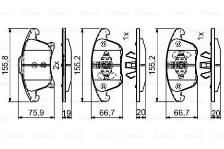 ДИСКОВI КОЛОДКИ ПЕРЕДНI BOSCH 0 986 495 407