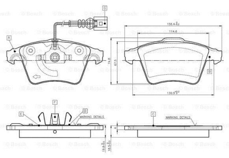 Гальмiвнi колодки дисковi BOSCH 0986TB2864