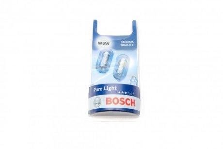 Автолампа Pure Light W5W W2,1x9,5d 5 W прозрачная BOSCH 1987301026 (фото 1)