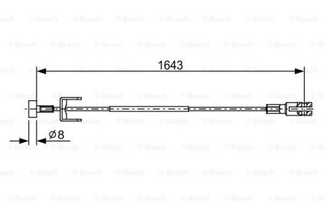 Трос ручного гальма (середина) L 1585mm Opel Vivaro 2.0 16V, 1.9DTI 08.01, 2.5DTI 05.03- BOSCH 1 987 482 634 (фото 1)