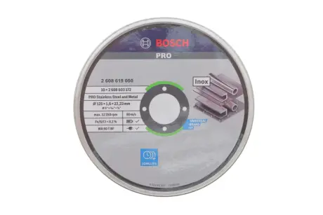 Круг відрізний (К-кт 10 шт) 125x1,6x22,23 мм PRO Stainless Steel and Metal Cutting Disc BOSCH 2 608 619 050