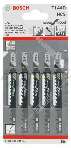 Полотно змінне для елетролобзиків T144D 5ШТ. BOSCH 2 608 630 040 (фото 1)