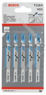 Полотно змінне для елетролобзиків T118A 5ШТ. BOSCH 2 608 631 013