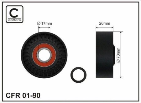 70x17x26 Ролик паска приводного Bmw E34,E36 90- CAFFARO 01-90