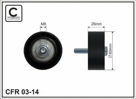 Ролик поліклинового ременю Psa 1.4/1.9D Servo Citroen Berlingo CAFFARO 03-14