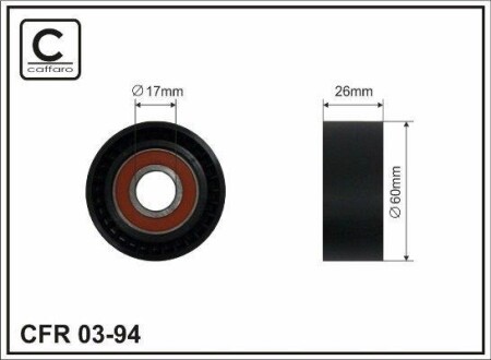 60x17x25 Ролик паска приводного Peugeot Bipper, Partner 1.1/1.4/1.4 16V/1.6 16V 06.96- CAFFARO 03-94