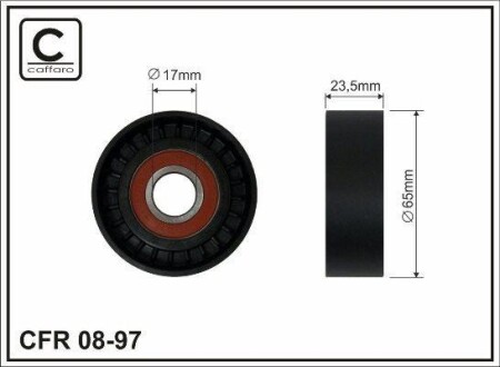 65x17x23 Ролик паска приводного Fiat Punto 1.4 09- CAFFARO 08-97