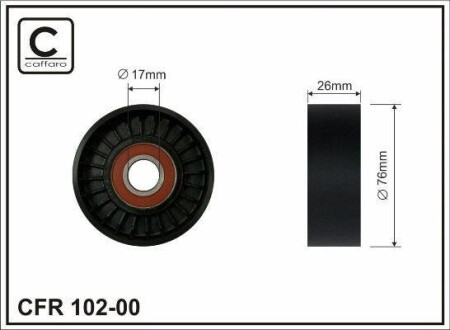 76x17x26 Ролик паска приводного DB CLK, CLS, C, E, S, Sprinter 230-500 06.04- CAFFARO 102-00