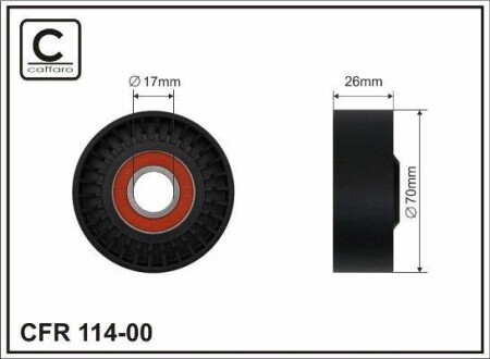 26x70x17 Ролик паска приводного Bmw M62 97- 525TD E34 93.03- CAFFARO 114-00