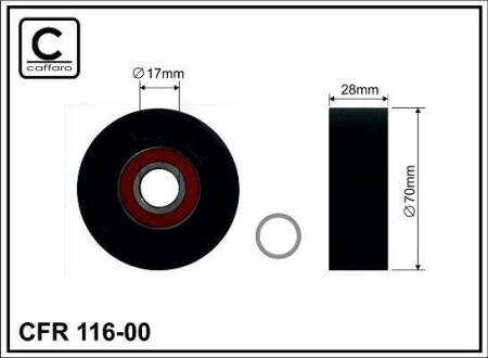 70x17x28 Ролик паска приводного Bmw X5 4.4 CAFFARO 116-00