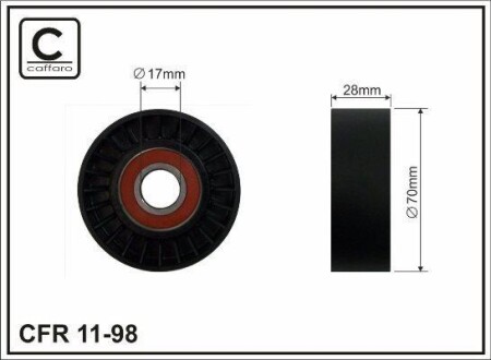 70x17x28 Ролик паска приводного OM611/612 CAFFARO 11-98