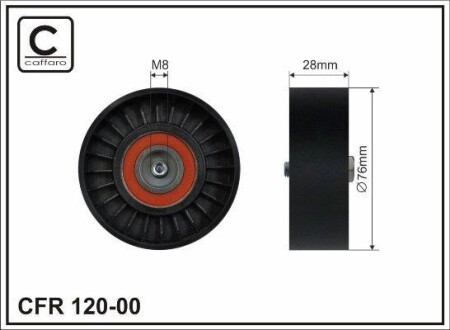 76x17x28 Ролик паска приводного Audi A4/A6 1.6/1.8T/2.0 CAFFARO 120-00