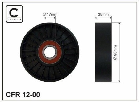 90X17X25 Ролик паска приводного Peugeot/Citroen/Fiat/Lancia CAFFARO 12-00