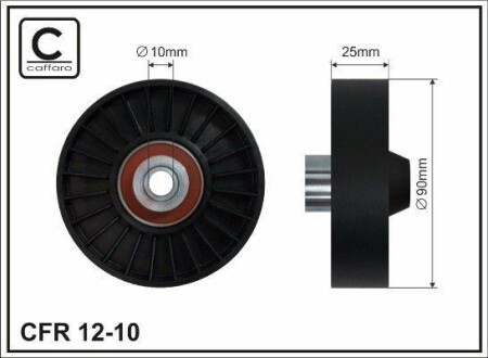 90x8x25 Ролик паска приводного Fiat/Lancia 1.4/1.6/1.8GT 95- CAFFARO 12-10