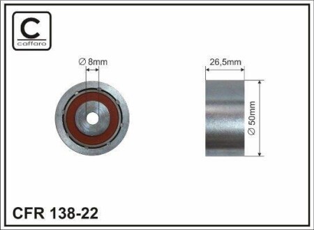 50x8x26 Ролик паска приводного Renault/Peugeot/ Citroen CAFFARO 138-22