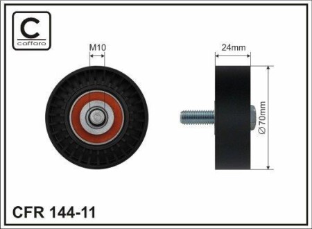 70x10x25.5 Ролик паска приводного Ford Mondeo II, Focus I, Maverick, MAZDA Tribute, 1.6/1.8/2.0 09.96- CAFFARO 144-11