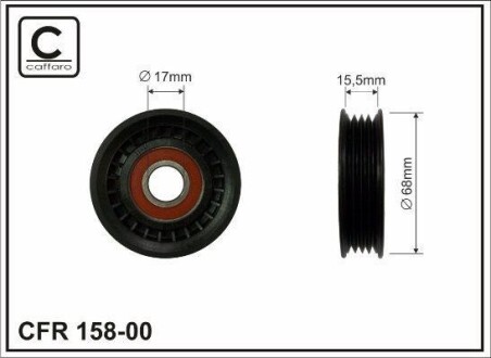 68X17X16,5 Ролик паска приводного Honda Accord VI/Civic VI/Subaru Forester/Impreza/Legacy 1.5-2.5 08.92- CAFFARO 158-00