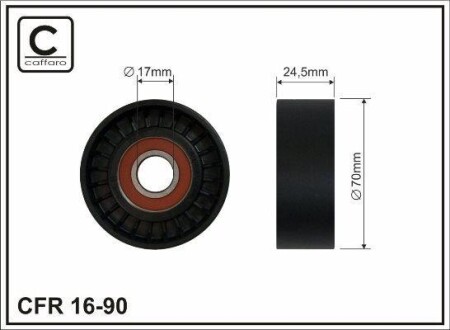 70X17X24.5 Ролик паска приводного Volvo C70/S40/S60/S70/S80/V70/XC90 2.0/2.4/ 00- CAFFARO 16-90