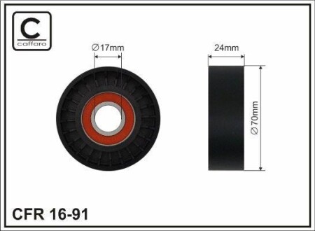 70x17x24 Ролик паска приводного Audi A3/Skoda/VW 1.9/2.0Tdi 03- CAFFARO 16-91