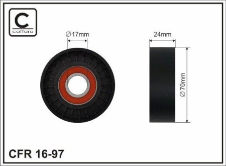 70x17x24 Ролик паска приводного Audi A3 1,6-1,8 96- CAFFARO 16-97