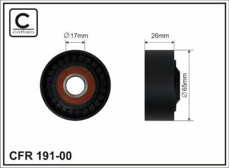 65x17x25.5 Ролик паска приводного Renault Clio III 1,4 16V 05- 1,5dCI 05- Dacia Logan 1,5dCI 07- CAFFARO 191-00