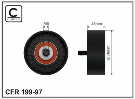 70x8x28 Ролик паска приводного Bmw 750 i 94-01 CAFFARO 199-97