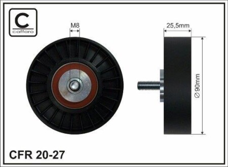 90x8x25 Ролик паска приводного VW 1,8-2,5 88- CAFFARO 20-27