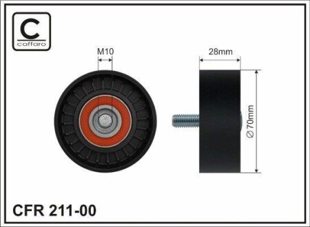 70x10x28 plastic Ролик паска приводного Hyundai Accent/ i30/ KIA Magentis/ Sportage 1.5CRDI/2.0CRDI/2.2CRDI 04.01- CAFFARO 211-00