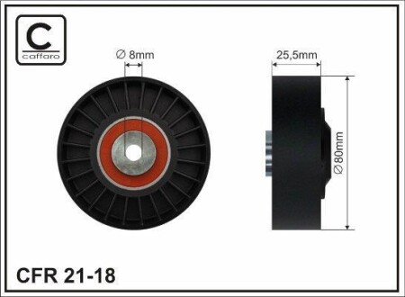 80x8x25,5 Ролик паска приводного DB 124,201 M102 CAFFARO 21-18