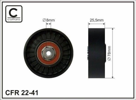 78x8x25,5 Ролик паска приводного VW 1,8/2,0/1,9D CAFFARO 22-41