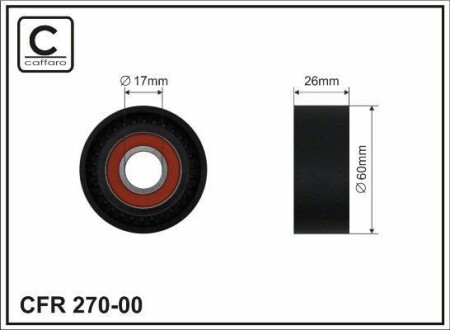 60x17x26 Ролик паска приводного Citroen/Peugeot/Fiat 1.4HDi, 1.6HDi/D Multijet, 2.2HDi 09.01- CAFFARO 270-00