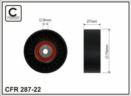 75x8x27 Ролик паска приводного Audi A4, A6, A8, Q7 2.7TDI/3.0TDI 11.04- CAFFARO 287-22